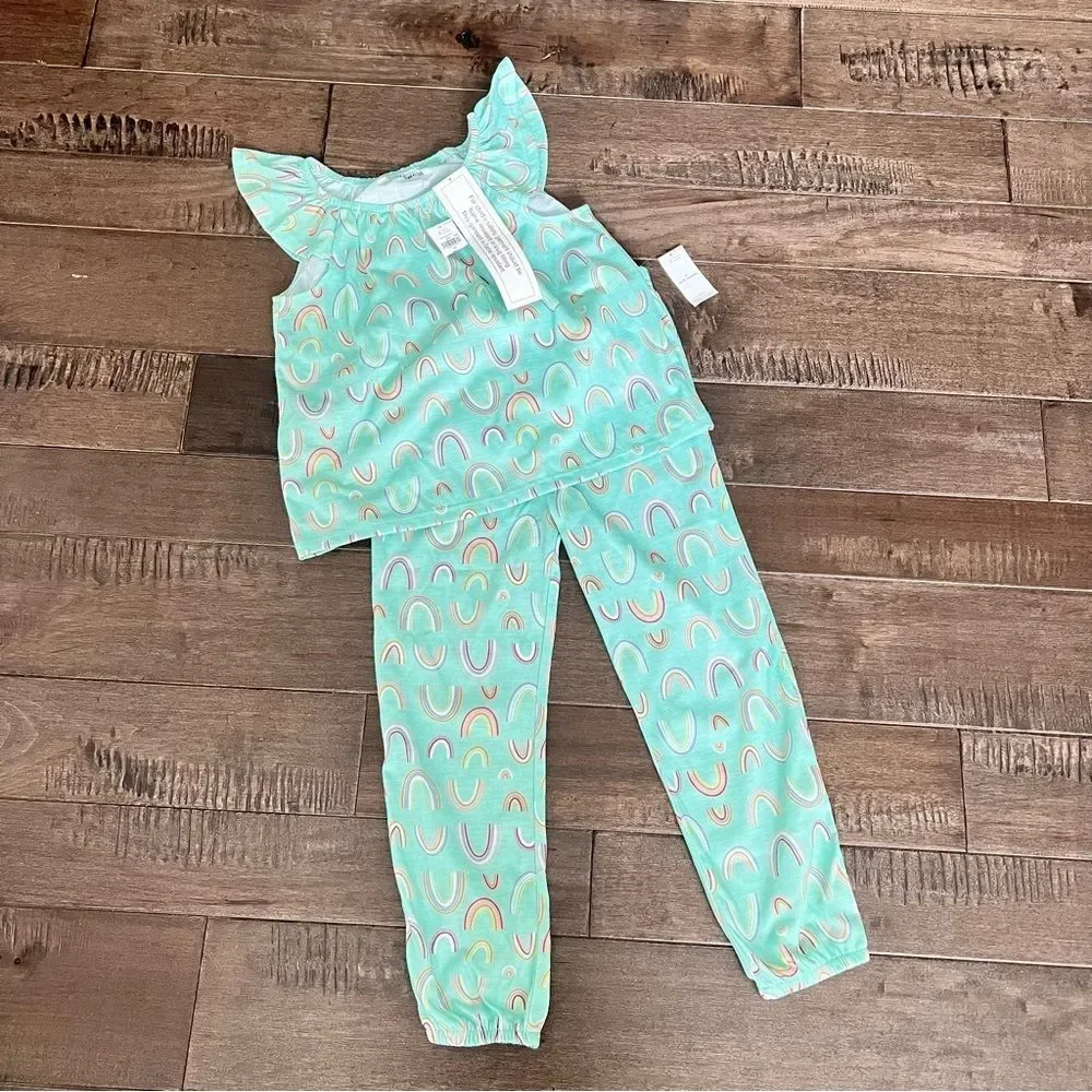 Old Navy Pajama Set Rainbow Print Girls Kids Child’s 5T